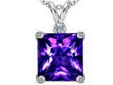 Original Star K™ Large 12mm Square Cut Simulated Amethyst Pendant
