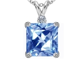 Original Star K™ Large 12mm Square Cut Simulated Aquamarine Pendant