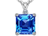 Original Star K™ Large 12mm Square Cut Simulated Blue Topaz Pendant
