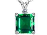 Original Star K™ Large 12mm Square Cut Simulated Emerald Pendant