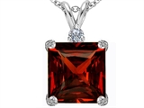 Original Star K™ Large 12mm Square Cut Simulated Garnet Pendant