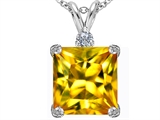 Original Star K™ Large 12mm Square Cut Simulated Citrine Pendant