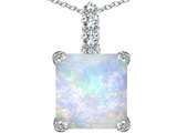Original Star K™ Large 12mm Square Cut Created Opal Pendant