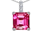Original Star K™ Large 12mm Square Cut Created Pink Sapphire Pendant