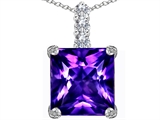 Original Star K™ Large 12mm Square Cut Simulated Amethyst Pendant