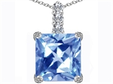 Original Star K™ Large 12mm Square Cut Simulated Aquamarine Pendant