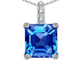 Original Star K™ Large 12mm Square Cut Simulated Blue Topaz Pendant