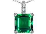 Original Star K™ Large 12mm Square Cut Simulated Emerald Pendant