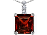 Original Star K™ Large 12mm Square Cut Simulated Garnet Pendant