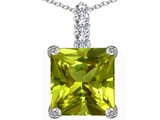 Original Star K™ Large 12mm Square Cut Simulated Peridot Pendant