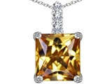 Original Star K™ Large 12mm Square Cut Simulated Imperial Yellow Topaz Pendant