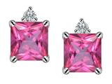 Original Star K™ 7mm Square Cut Created Pink Sapphire Earring Studs