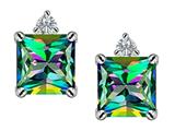 Original Star K™ 7mm Square Cut Rainbow Mystic Topaz Earring Studs