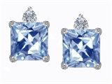 Original Star K™ 7mm Square Cut Simulated Aquamarine Earring Studs