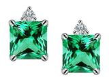 Original Star K™ 7mm Square Cut Simulated Emerald Earring Studs