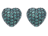 Original Star K™ Small Puffed Heart Love Earrings with Simulated Emerald