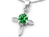 Original Star K™ Round Simulated Emerald Cross Pendant