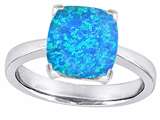 Original Star K™ 8mm Cushion Cut Solitaire Engagement Ring with Created Blue Opal
