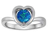 Original Star K™ Heart Engagement Promise of Love Ring with 7mm Round Created Blue Opal