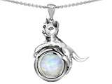 Original Star K™ Cat Lover Pendant with October Birthstone Created Opal