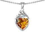 Original Star K™ Loving Mother With Child Family Pendant With 8mm Heart Shape Simulated Citrine