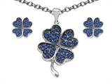 Celtic Love by Kelly Created Sapphire Lucky Clover Pendant Box Set with matching earrings