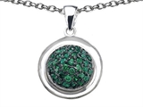 Original Star K™ Round Puffed Pendant with Simulated Emerald