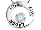 Original Star K™ Live/Love/Laugh Circle of Life Pendant with October Birthstone Round 7mm Created Opal