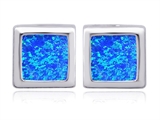 Original Star K™ 8mm Square Cut Created Blue Opal Earring Studs