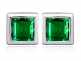 Original Star K™ 8mm Square Cut Simulated Emerald Earring Studs