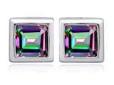 Original Star K™ 8mm Square Cut Mystic Rainbow Topaz Earring Studs