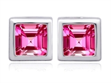 Original Star K™ 8mm Square Cut Created Pink Sapphire Earring Studs