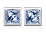 Original Star K™ 8mm Square Cut Simulated Aquamarine Earring Studs