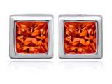 Original Star K™ 8mm Square Cut Simulated Mexican Orange Fire Opal Earring Studs