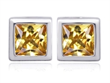 Original Star K™ 8mm Square Cut Simulated Imperial Yellow Topaz Earring Studs