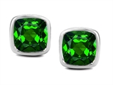 Original Star K™ 8mm Cushion Cut Simulated Emerald Earring Studs