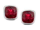 Original Star K™ 8mm Cushion Cut Created Ruby Earring Studs