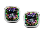 Original Star K™ 8mm Cushion Cut Mystic Rainbow Topaz Earring Studs
