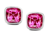 Original Star K™ 8mm Cushion Cut Created Pink Sapphire Earring Studs