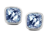 Original Star K™ 8mm Cushion Cut Simulated Aquamarine Earring Studs
