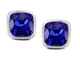 Original Star K™ 8mm Cushion Cut Simulated Tanzanite Earring Studs