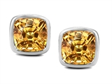 Original Star K™ 8mm Cushion Cut Simulated Imperial Yellow Topaz Earring Studs