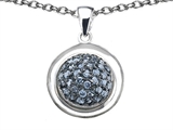 Original Star K™ Round Puffed Pendant with Simulated Aquamarine
