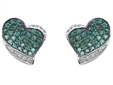 Original Star K™ Heart Shape Love Earrings With Simulated Emerald