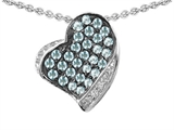 Original Star K™ Heart Shape Love Pendant With Simulated Aquamarine