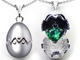 Original Star K™ Egg Pendant with May Birthstone Heart Simulated Emerald Surprise Inside