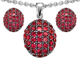 Original Star K™ Created Ruby Oval Puffed Pendant Box Set with matching earrings