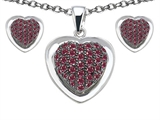 Original Star K™ Created Ruby Heart Shape Love Pendant Box Set with matching earrings