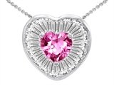 Original Star K™ Heart Shape Created Pink Sapphire Heart Pendant