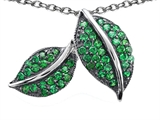 Original Star K™ Nature Lover Leaf Pendant with Simulated Emerald